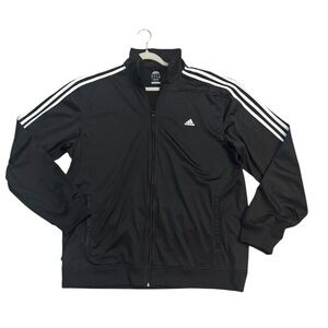 Adidas Climalite Track Jacket Black White 3-Stripes Zip Up Size 2 XL‎